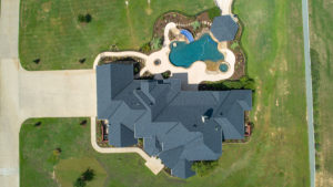 Aerial Top Down photo of a home in Texas with a drone