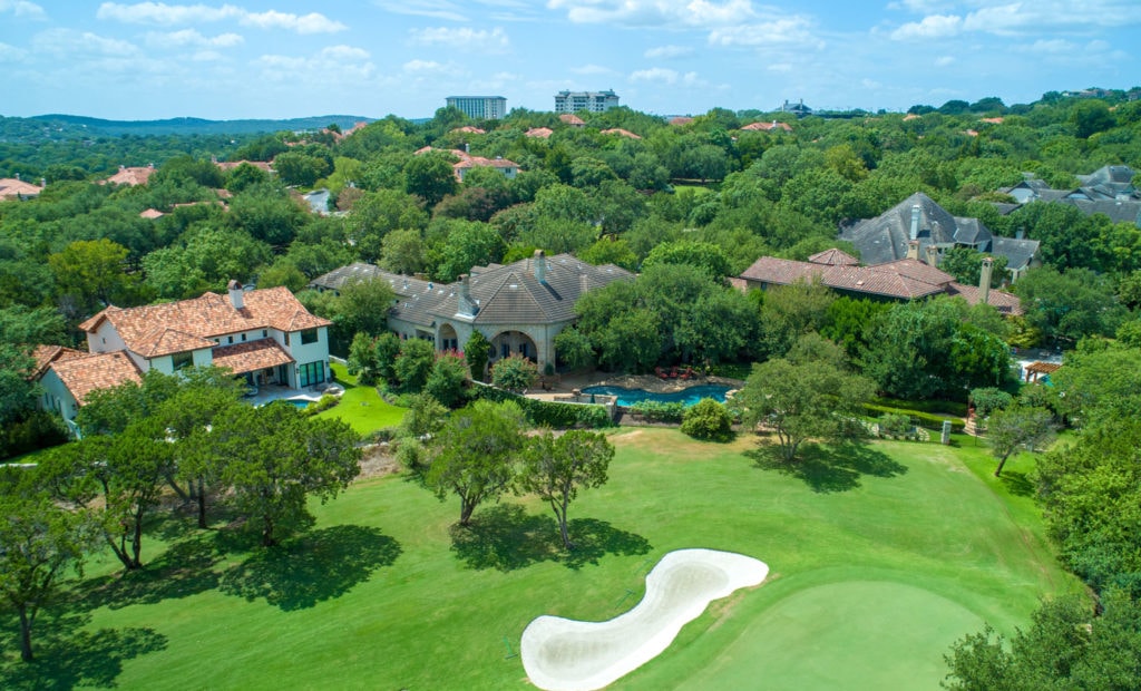 Home on golf course in Austin Texas drone photography